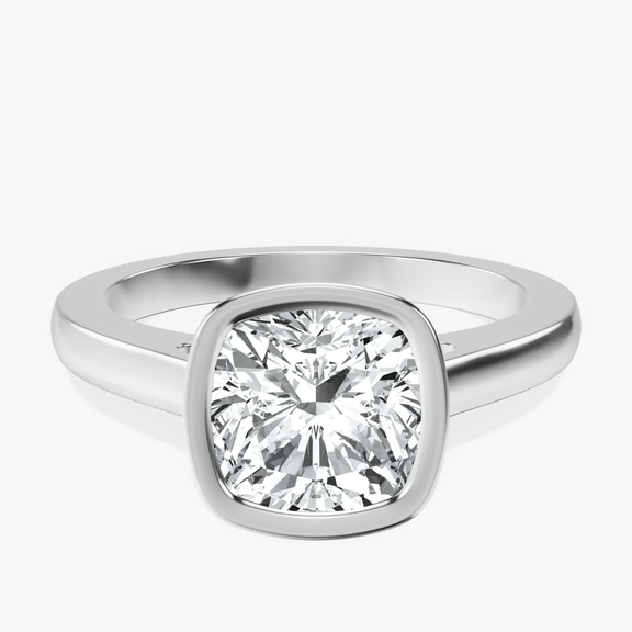 14kt White Gold Bezel Set Solitaire Lab Diamond Ring front image