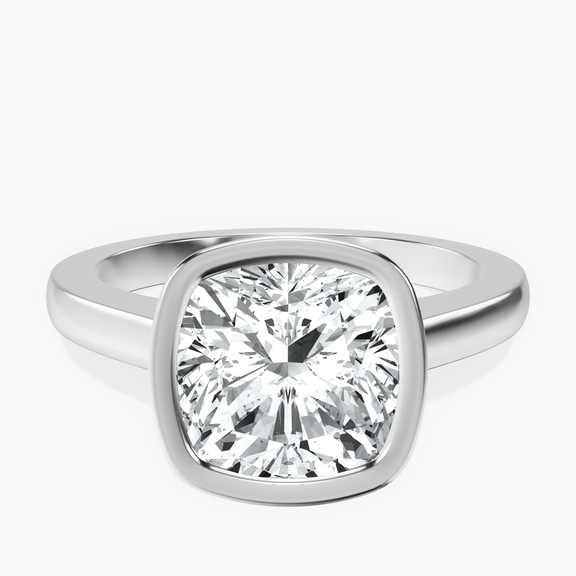Platinum Bezel Set Solitaire Lab Diamond Ring front image