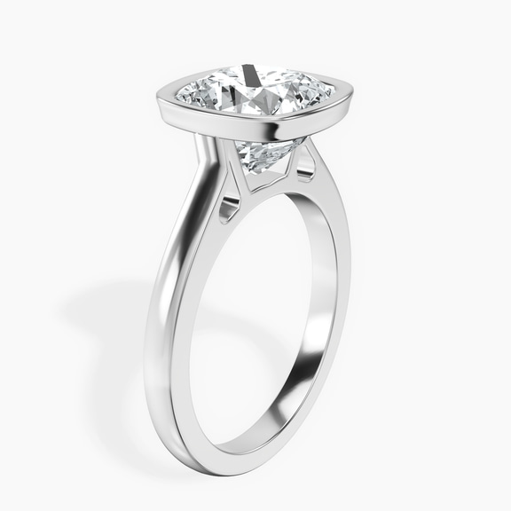 Platinum Bezel Set Solitaire Lab Diamond Ring standing product image one