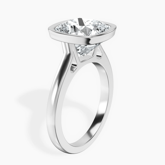 Platinum Bezel Set Solitaire Lab Diamond Ring standing product image one