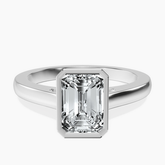 9ct White Gold Bezel Set Solitaire Lab Diamond Ring front image
