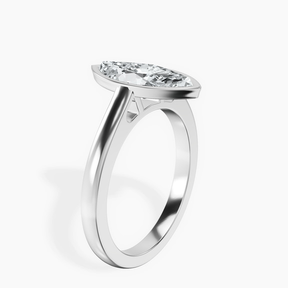Platinum Bezel Set Solitaire Lab Diamond Ring standing product image one