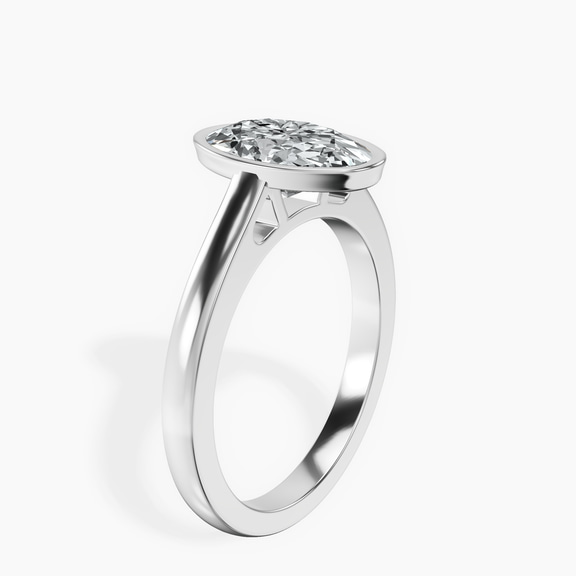 Platinum Bezel Set Solitaire Lab Diamond Ring standing product image one