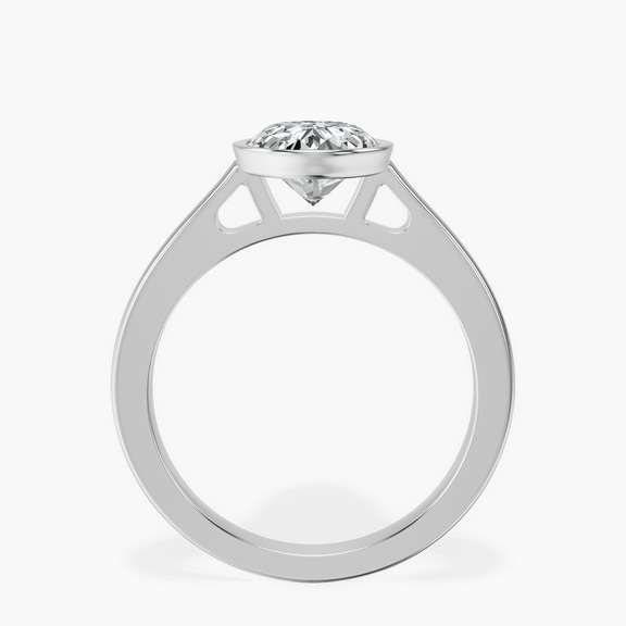 18kt White Gold Bezel Set Solitaire Lab Diamond Ring side right image one