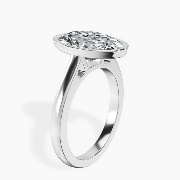 10kt White Gold Bezel Set Solitaire Lab Diamond Ring standing product image one