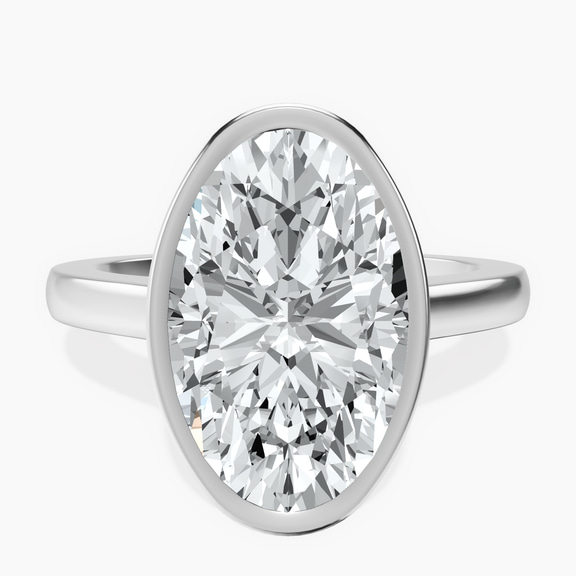 Platinum Bezel Set Solitaire Lab Diamond Ring front image
