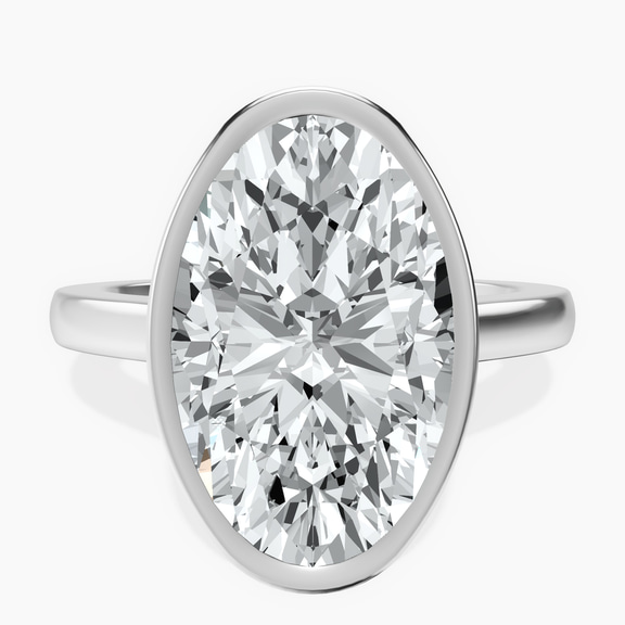 10kt White Gold Bezel Set Solitaire Lab Diamond Ring front image