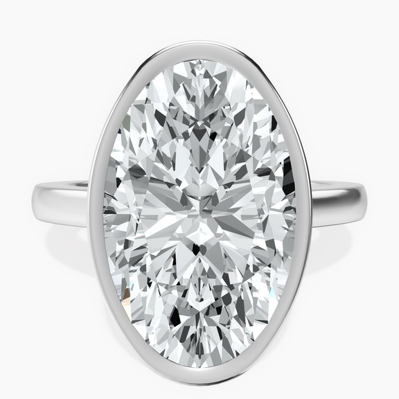 14kt White Gold Bezel Set Solitaire Lab Diamond Ring front image