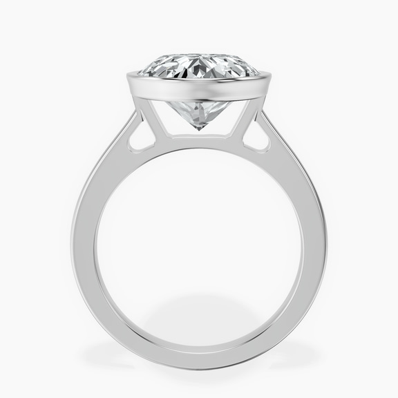 14kt White Gold Bezel Set Solitaire Lab Diamond Ring side right image one