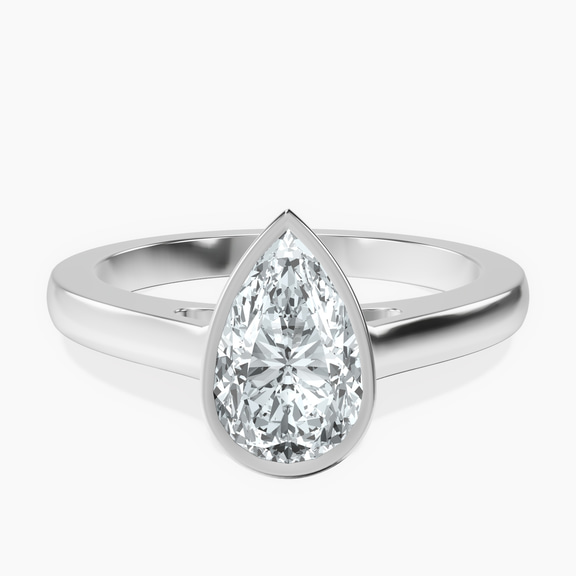 Platinum Bezel Set Solitaire Lab Diamond Ring front image