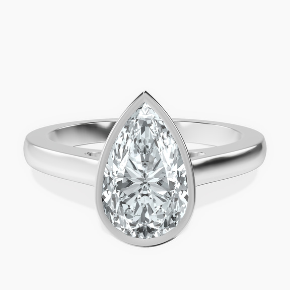 18ct White Gold Bezel Set Solitaire Lab Diamond Ring front image