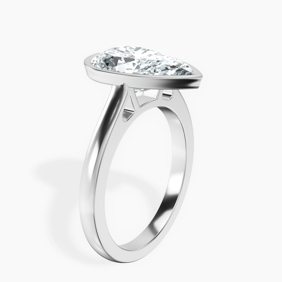 Platinum Bezel Set Solitaire Lab Diamond Ring standing product image one
