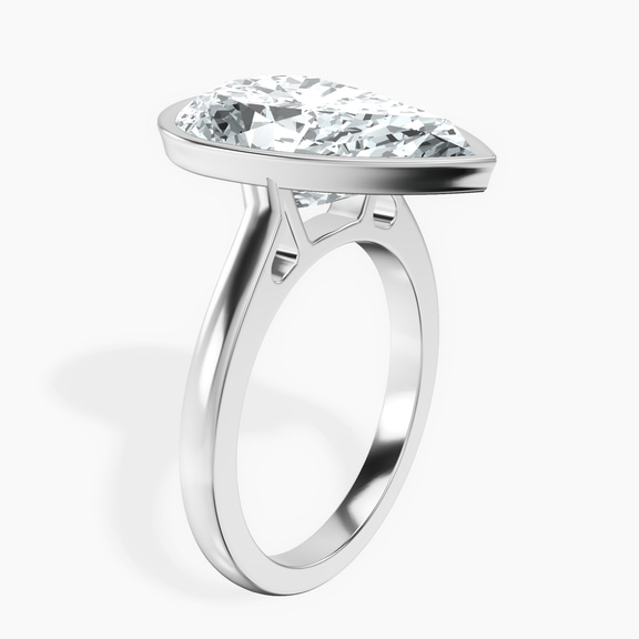 Platinum Bezel Set Solitaire Lab Diamond Ring standing product image one