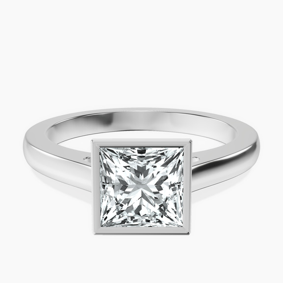 18ct White Gold Bezel Set Solitaire Lab Diamond Ring front image