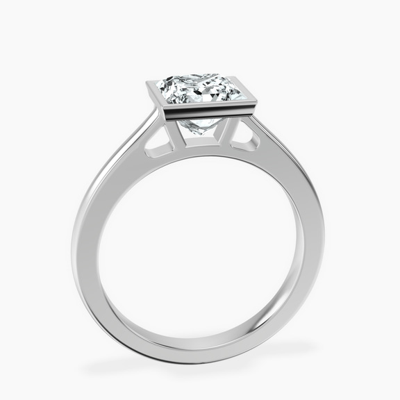 18ct White Gold Bezel Set Solitaire Lab Diamond Ring side right image one