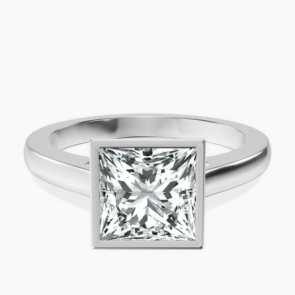 Platinum Bezel Set Solitaire Lab Diamond Ring front image