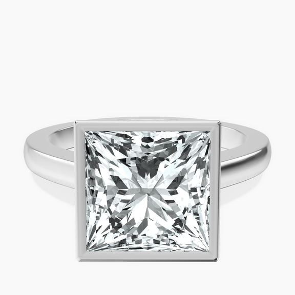 Platinum Bezel Set Solitaire Lab Diamond Ring front image