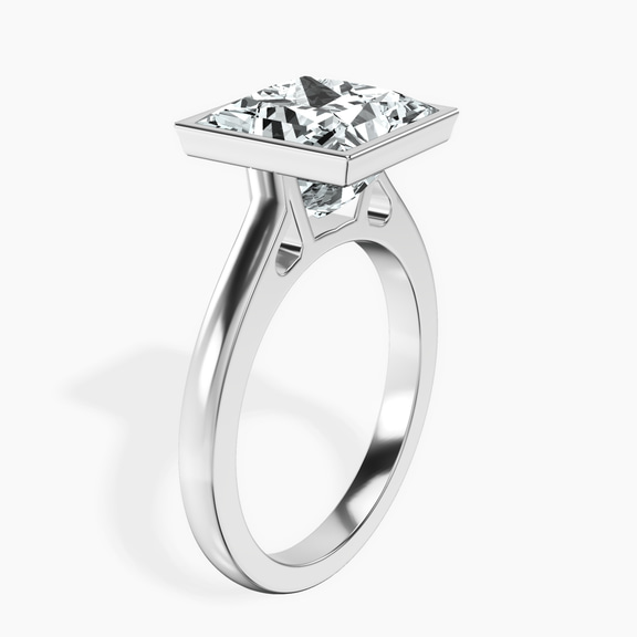 Platinum Bezel Set Solitaire Lab Diamond Ring standing product image one