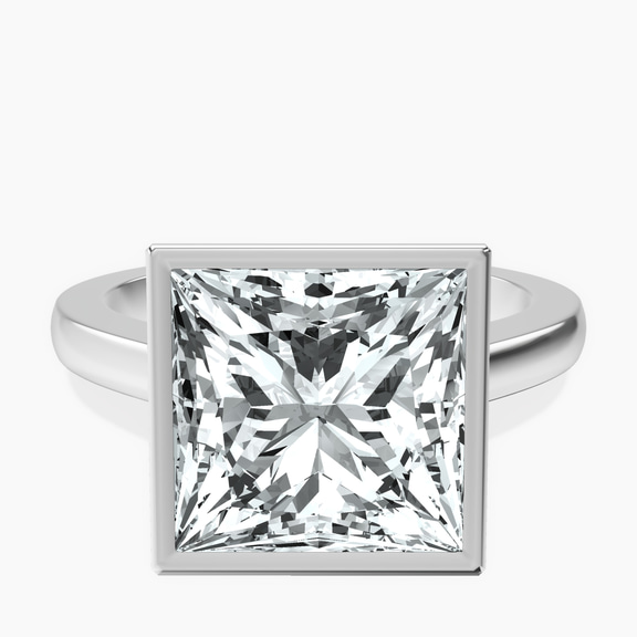 Platinum Bezel Set Solitaire Lab Diamond Ring front image