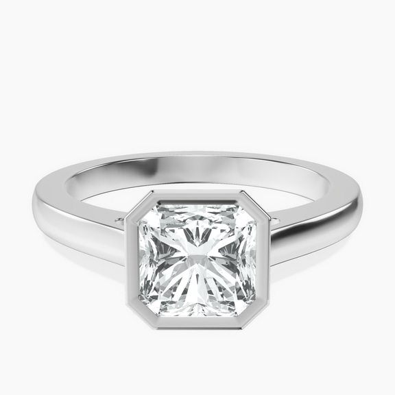 9ct White Gold Bezel Set Solitaire Lab Diamond Ring front image