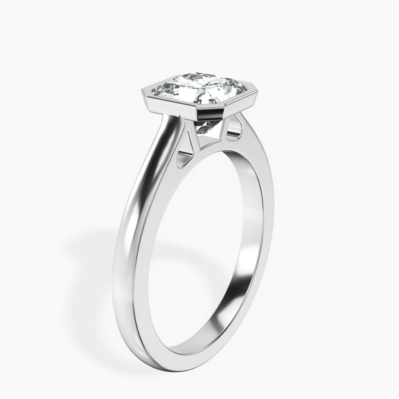 9ct White Gold Bezel Set Solitaire Lab Diamond Ring standing product image one