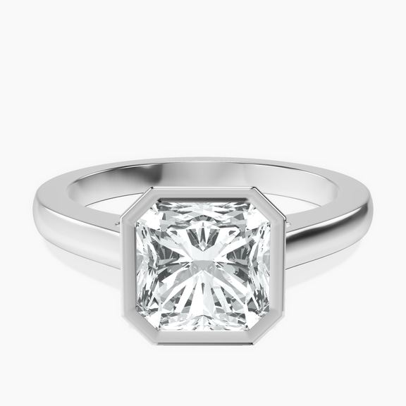 Platinum Bezel Set Solitaire Lab Diamond Ring front image