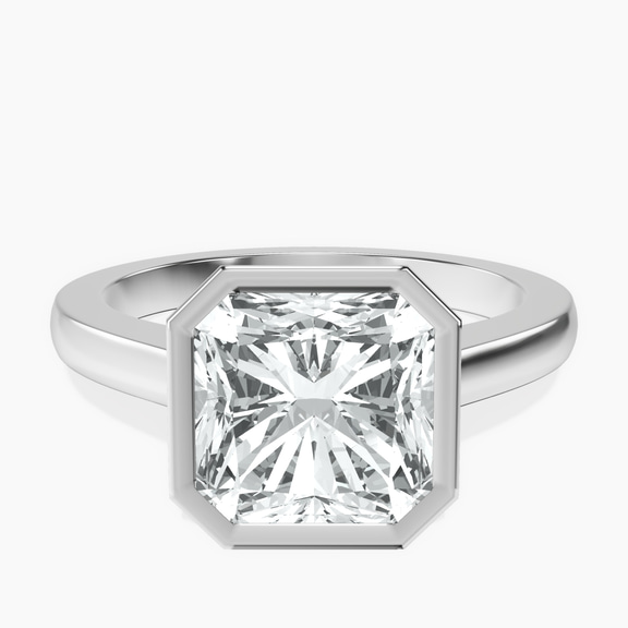 Platinum Bezel Set Solitaire Lab Diamond Ring front image