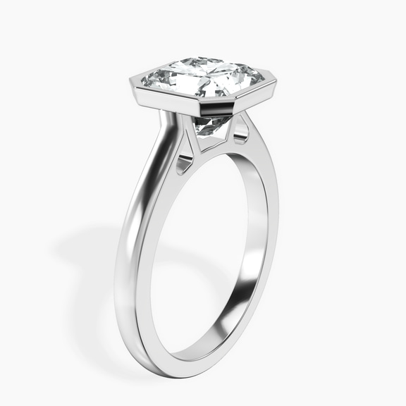 Platinum Bezel Set Solitaire Lab Diamond Ring standing product image one
