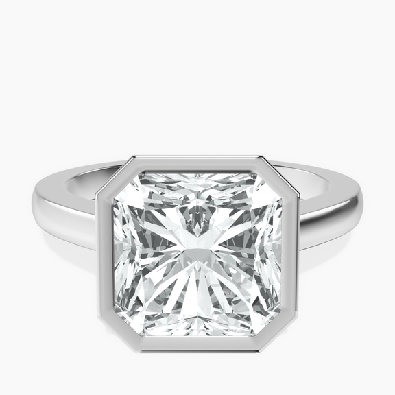 Platinum Bezel Set Solitaire Lab Diamond Ring front image