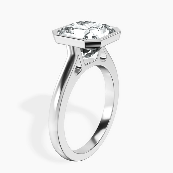 Platinum Bezel Set Solitaire Lab Diamond Ring standing product image one