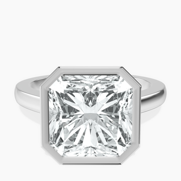 Platinum Bezel Set Solitaire Lab Diamond Ring front image