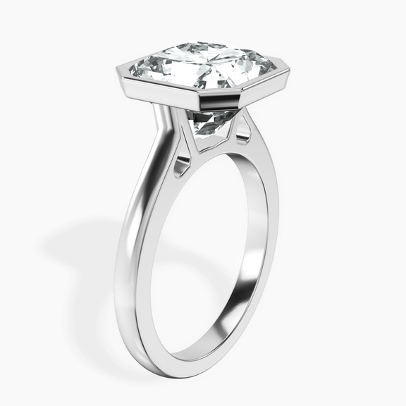 Platinum Bezel Set Solitaire Lab Diamond Ring standing product image one
