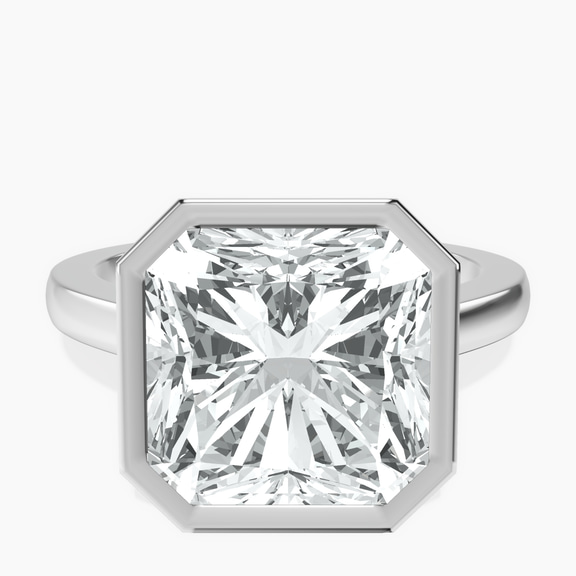 14kt White Gold Bezel Set Solitaire Lab Diamond Ring front image