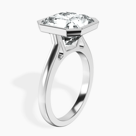 14kt White Gold Bezel Set Solitaire Lab Diamond Ring standing product image one