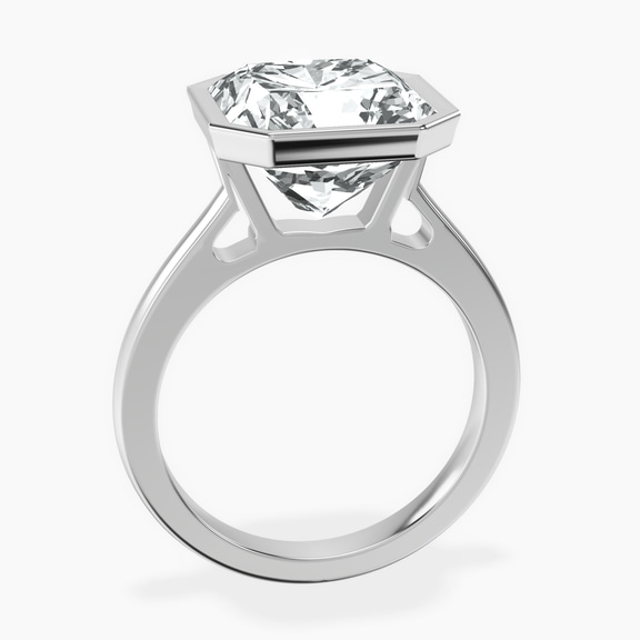 14kt White Gold Bezel Set Solitaire Lab Diamond Ring side right image one