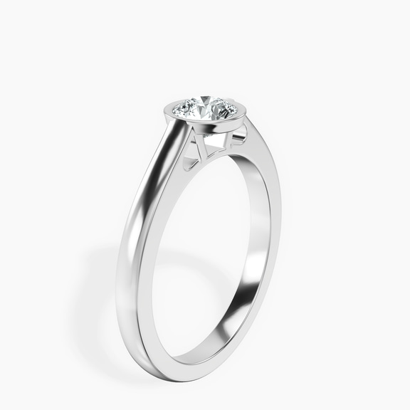 Platinum Bezel Set Solitaire Lab Diamond Ring standing product image one