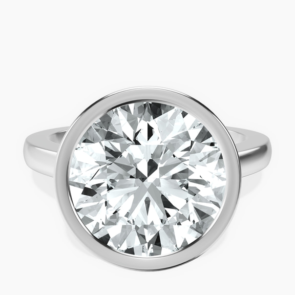 Platinum Bezel Set Solitaire Lab Diamond Ring front image