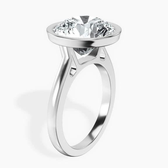 14kt White Gold Bezel Set Solitaire Lab Diamond Ring standing product image one