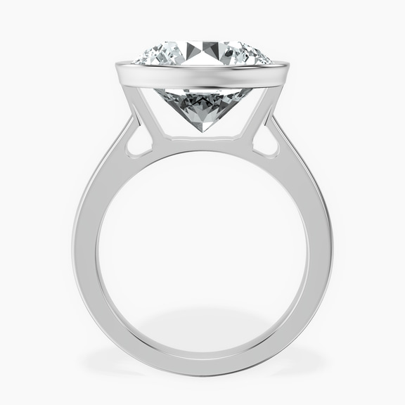 14kt White Gold Bezel Set Solitaire Lab Diamond Ring side right image one