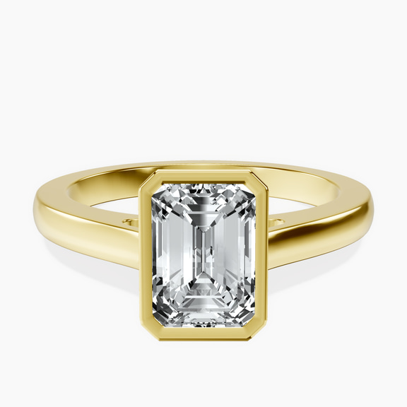 14ct Yellow Gold Bezel Set Solitaire Lab Diamond Ring front image
