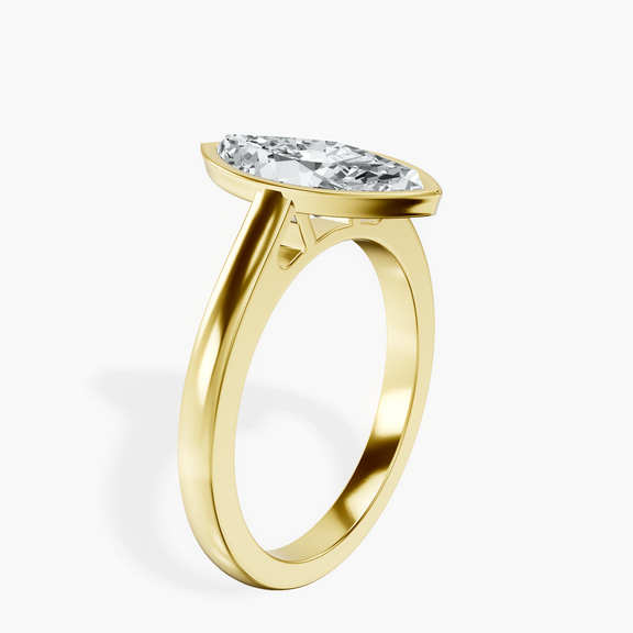 14ct Yellow Gold Bezel Set Solitaire Lab Diamond Ring standing product image one