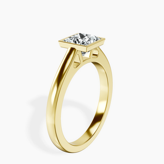 14kt Yellow Gold Bezel Set Solitaire Lab Diamond Ring standing product image one