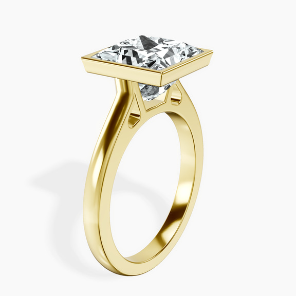 10kt Yellow Gold Bezel Set Solitaire Lab Diamond Ring standing product image one