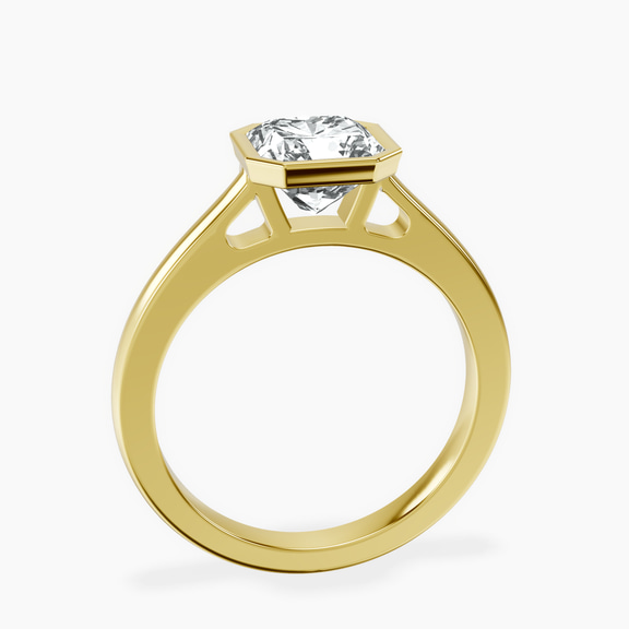 14ct Yellow Gold Bezel Set Solitaire Lab Diamond Ring side right image one