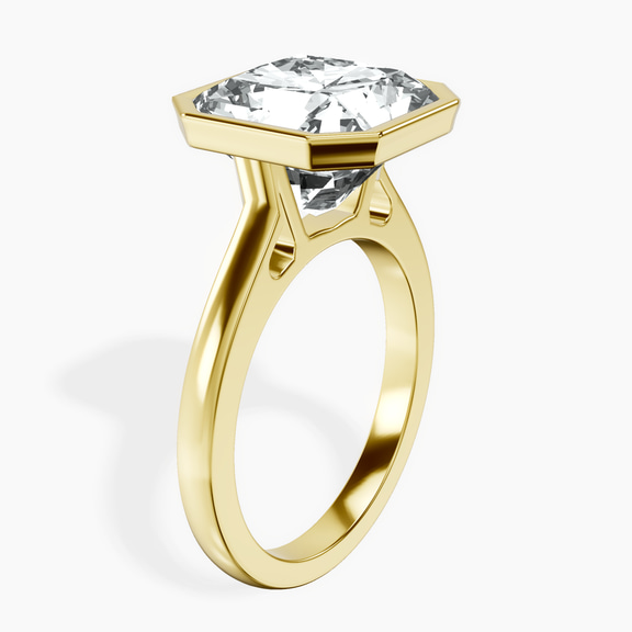 14kt Yellow Gold Bezel Set Solitaire Lab Diamond Ring standing product image one
