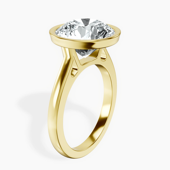 18kt Yellow Gold Bezel Set Solitaire Lab Diamond Ring standing product image one