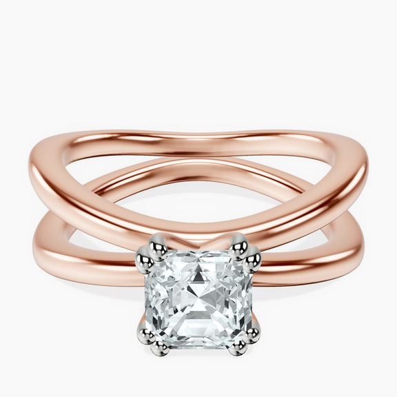 10kt Rose Gold Stella Criss Cross Solitaire Lab Diamond Ring front image