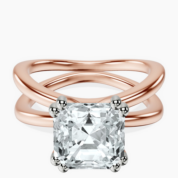 10kt Rose Gold Stella Criss Cross Solitaire Lab Diamond Ring front image