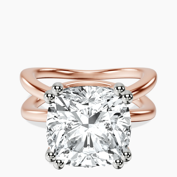 10kt Rose Gold Stella Criss Cross Solitaire Lab Diamond Ring front image