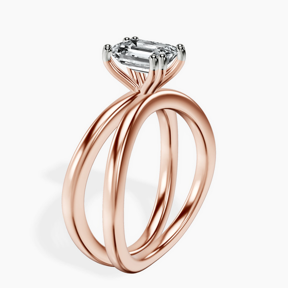 10kt Rose Gold Stella Criss Cross Solitaire Lab Diamond Ring standing product image one